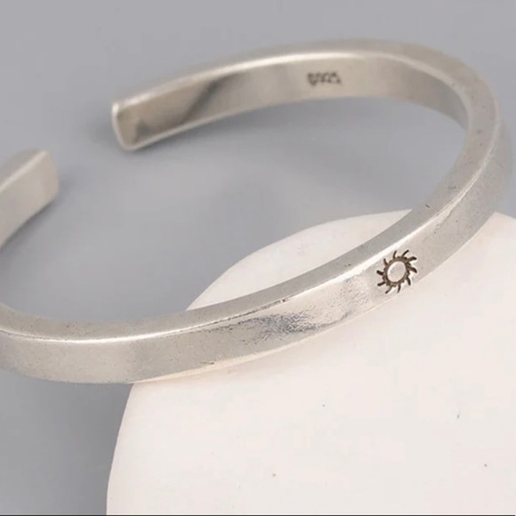 Sun and Moon Bracelet 925 Sterling Silver Cuff Bracelet Set - Picture 5 of 5